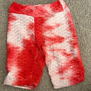 Red and White Textured Shorts